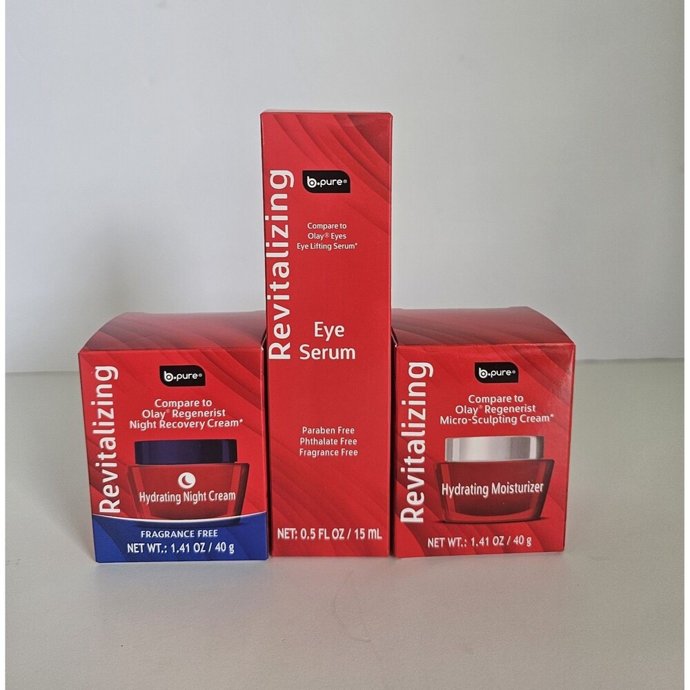 B-pure Revitalizing Hydrating Night Cream, Moisturizer & Eye Serum Set